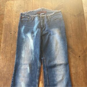 Vintage Women’s YMI lets UBU Blue Denim Flare Distressed Jeans size 9